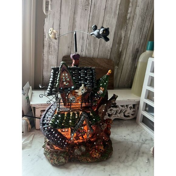 Fiber Optic‎ Lighted Haunted House Rotating Ghost 2005 Halloween Witch Pumpkins - Picture 1 of 8